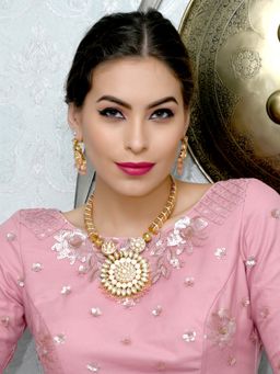 Odette - Designer Pink Hasli Style Neckpiece (Set of 2)