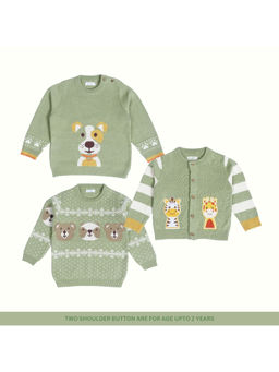Kids of Greendeer - EnchantingBear Cheerful Dog Baby Animal 3 Sweaters (Set of 3)
