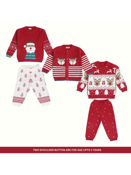 Kids of Greendeer - Santa Jaunty Joyful Reindeer 3 Sweaters with 2 Lowers (Set of 5)