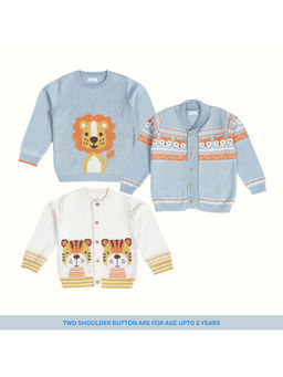 Kids of Greendeer - Delighted LionSunny Fox Adorable Tiger 3 Sweaters (Set of 3)