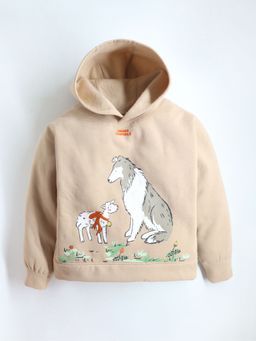 CHERRY CRUMBLE BY NITT HYMAN - Beige Full Sleeve Hooded Sweatshirt For Kids Beige