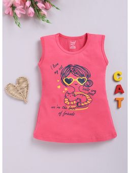 Toonyport - Pink Girls Cotton Printed A-Line Dress