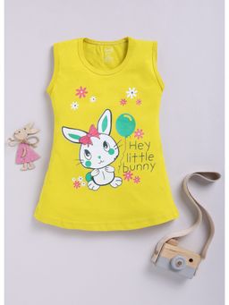 Toonyport - Mustard Girls Cotton Printed A-Line Dress