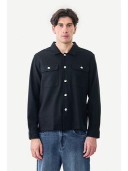 Snitch - Black Textured Full Sleeves Oversized Casual Shirt