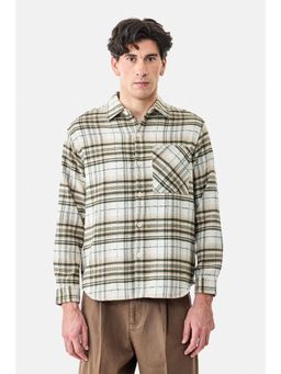 Snitch - Beige Plaid Full Sleeves Oversized Casual Shirt