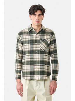 Snitch - Olive Plaid Full Sleeves Oversized Casual Shirt