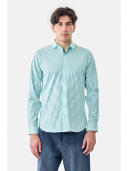 Snitch - Light Green Gingham Full Sleeves Slim Casual Shirt
