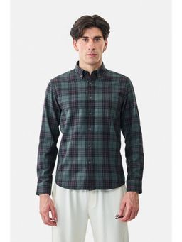 Snitch - Teal Plaid Full Sleeves Slim Casual Shirt