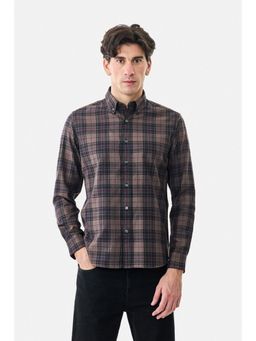 Snitch - Brown Plaid Full Sleeves Slim Casual Shirt