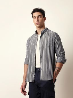 The Bear House - Mens Stripes Casual Modern Fit Shirt