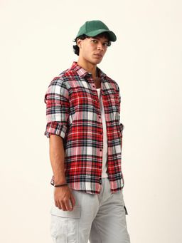 The Bear House - Mens Woven Checks Slim Fit Casual Shirt