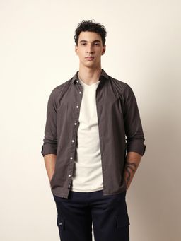 The Bear House - Mens Grey Casual Modern Fit Shirt