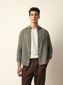 The Bear House - Mens Self Design Casual Modern Fit Shirt