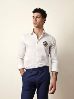 The Bear House - Mens White Casual Modern Fit Shirt