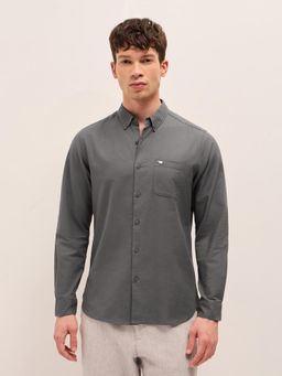 The Bear House - Mens Cotton Solid Slim Fit Casual Shirt