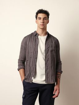 The Bear House - Mens Grey Casual Modern Fit Shirt