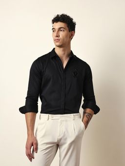 The Bear House - Mens Black Casual Modern Fit Shirt