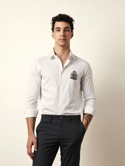 The Bear House - Mens White Casual Modern Fit Shirt