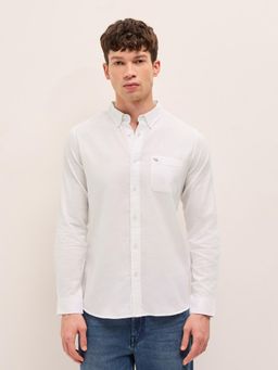 The Bear House - Mens Solid Cotton Linen Slim Fit Casual Shirt
