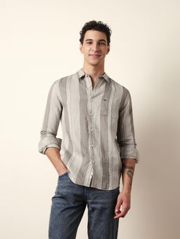 The Bear House - Mens Grey Casual Modern Fit Shirt