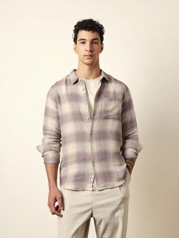 The Bear House - Mens Purple Casual Modern Fit Shirt