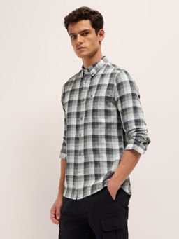 The Bear House - Mens Pure Cotton Checks Slim Fit Casual Shirt