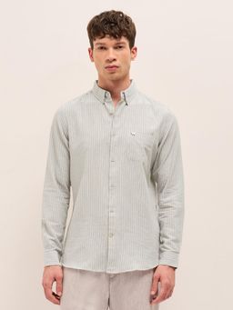 The Bear House - Mens Cotton Linen Slim Fit Casual Shirt