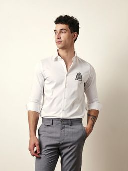The Bear House - Mens White Casual Modern Fit Shirt
