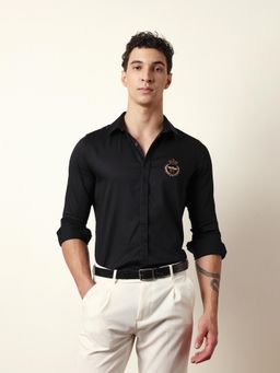 The Bear House - Mens Black Casual Modern Fit Shirt