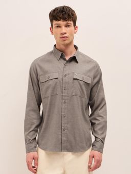 The Bear House - Mens Solid Spread Collar Casual Shirt