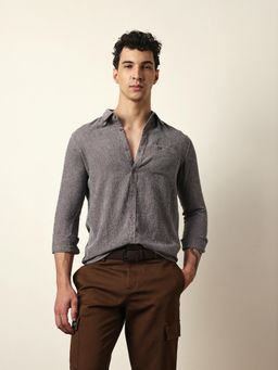 The Bear House - Mens Self Design Casual Modern Fit Shirt