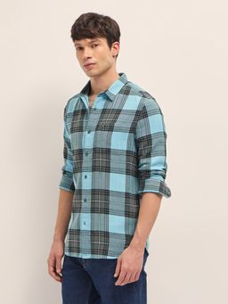 The Bear House - Mens Cotton Checks Slim Fit Casual Shirt