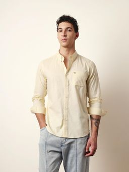 The Bear House - Mens Yellow Casual Modern Fit Shirt