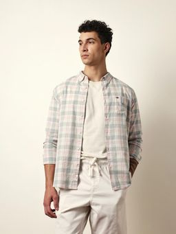 The Bear House - Mens Green Checks Casual Modern Fit Shirt