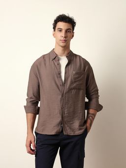 The Bear House - Mens Self Design Casual Modern Fit Shirt