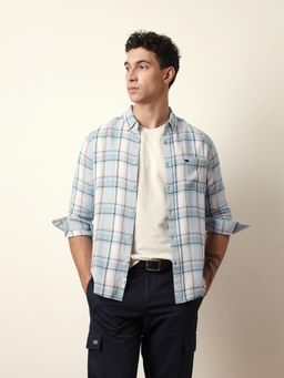 The Bear House - Mens Blue Casual Modern Fit Shirt