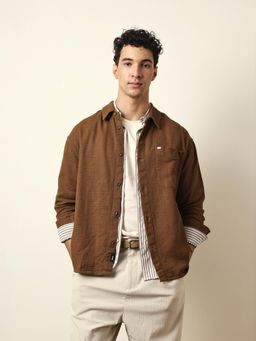 The Bear House - Mens Self Design Casual Modern Fit Shirt