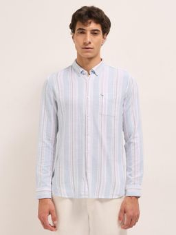 The Bear House - Mens Woven Stripes Slim Fit Casual Shirt