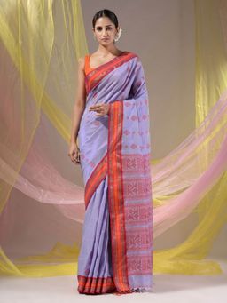 CHARUKRITI - Lavender Silk Matka Soft Nakshi Pallu Saree with Unstitched Blouse