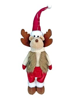 Little Surprise Box - Cream Maroon Gold Self Standing Reindeer