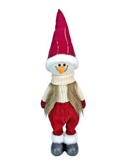 Little Surprise Box - Cream Maroon Gold Self Standing Snowman