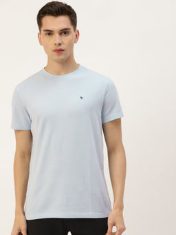 AM SWAN - Mens Solid-plain Ballad Blue T-shirt