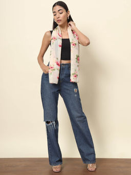 Trend Arrest - Cream Floral Scarf