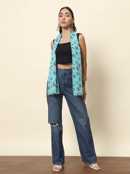 Trend Arrest - Turquoise Floral Scarf