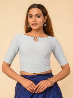 BINDIGASM'S ADVI - Maisha Grey Stretchable Saree Blouse