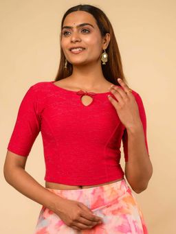 BINDIGASM'S ADVI - Red Stretchable Pull On Saree Blouse
