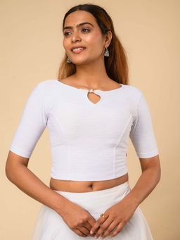 BINDIGASM'S ADVI - White Stretchable Pull On Saree Blouse