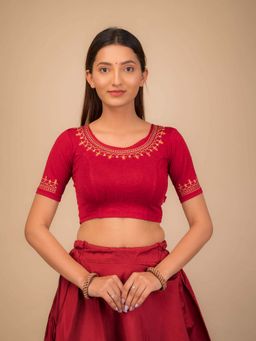BINDIGASM'S ADVI - Jhankaar Red Embroidered Stretchable Blouse