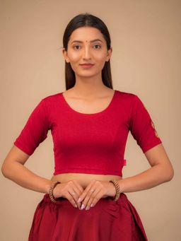BINDIGASM'S ADVI - Maroon Embroidered Pull On Blouse
