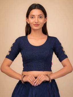 BINDIGASM'S ADVI - Navy Blue Embroidered Pull On Blouse